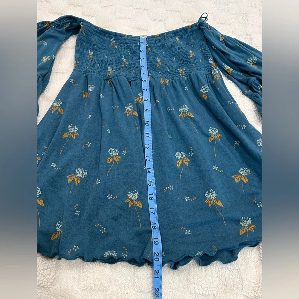 Free People Blue Floral Off-Shoulder Blouse
